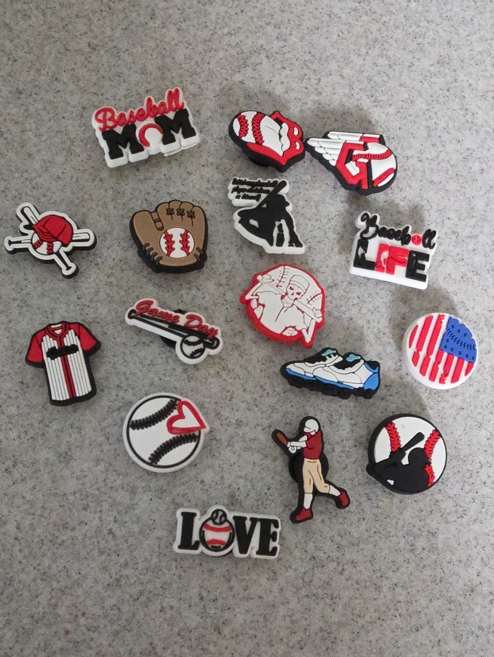 Baseball Jibbitz Charms Assorted Red White Blue